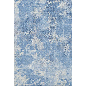 HomeRoots 5' X 8' Blue And Ivory Abstract Washable Area Rug - Stylish, Durable, UV-Protected for Every Space 664466