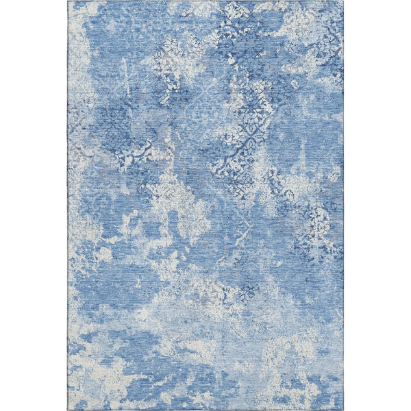 HomeRoots 5' X 8' Blue And Ivory Abstract Washable Area Rug - Stylish, Durable, UV-Protected for Every Space 664466