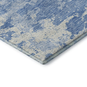 HomeRoots 5' X 8' Blue And Ivory Abstract Washable Area Rug - Stylish, Durable, UV-Protected for Every Space 664466