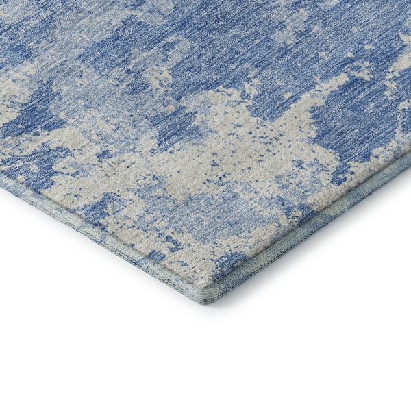 HomeRoots 5' X 8' Blue And Ivory Abstract Washable Area Rug - Stylish, Durable, UV-Protected for Every Space 664466