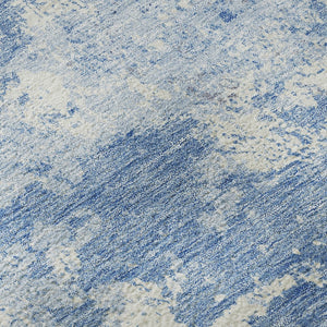 HomeRoots 5' X 8' Blue And Ivory Abstract Washable Area Rug - Stylish, Durable, UV-Protected for Every Space 664466