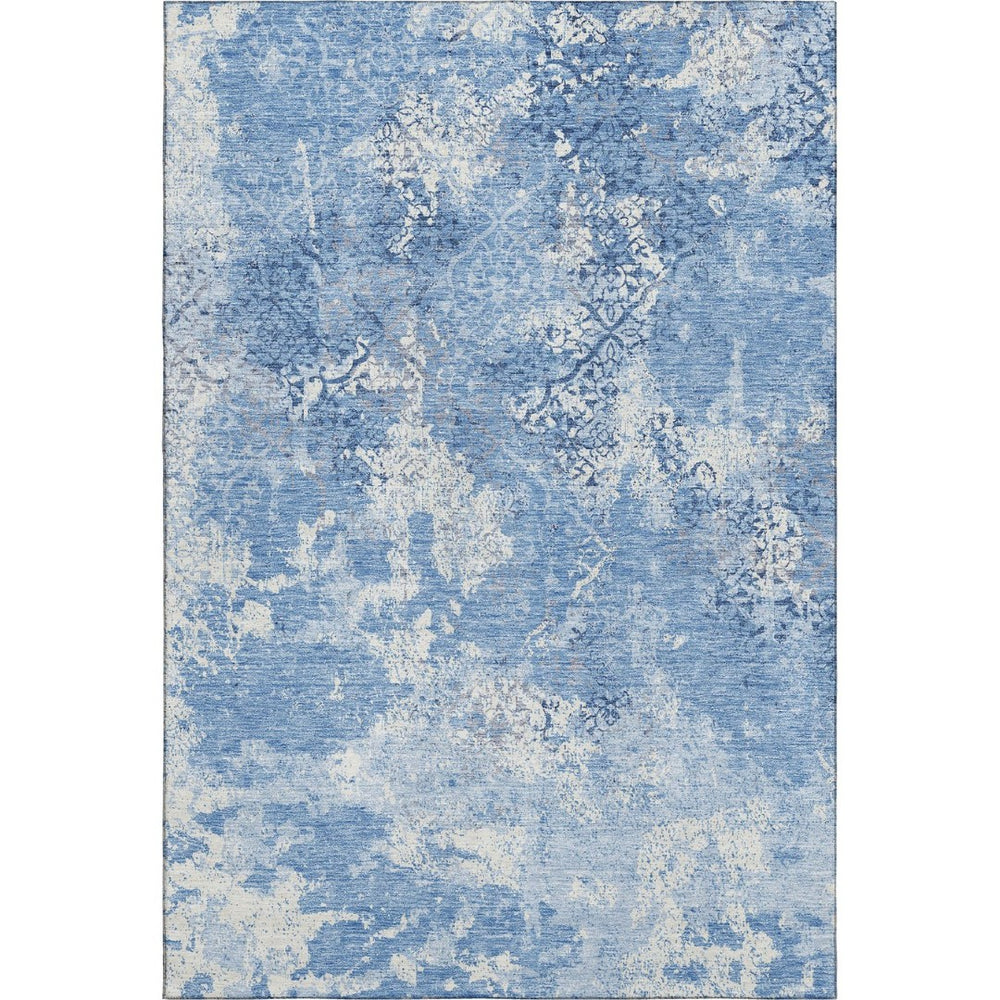 HomeRoots 8' X 10' Blue and Ivory Abstract Area Rug – Stylish, Washable, Stain-Resistant, UV Protected Design 664468