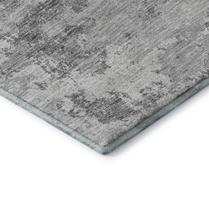 HomeRoots 8' Gray And Silver Abstract Washable Round Rug - UV Protected, Durable, Stylish, Family-Friendly Design 664497