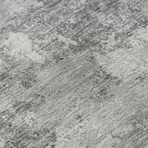 HomeRoots 8' Gray And Silver Abstract Washable Round Rug - UV Protected, Durable, Stylish, Family-Friendly Design 664497