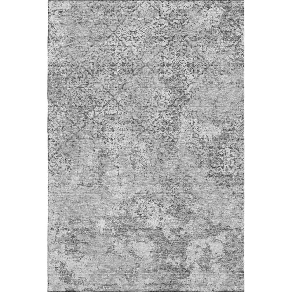 HomeRoots 8' X 10' Gray and Silver Abstract Area Rug – Washable, UV-Resistant, Perfect for Busy Households! 664498