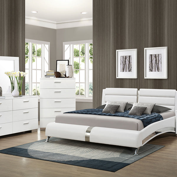 English Elm Fillmore White 5-Piece Eastern King Bedroom Set - Modern, Glossy Finish & Ample Storage For Style B062S01370