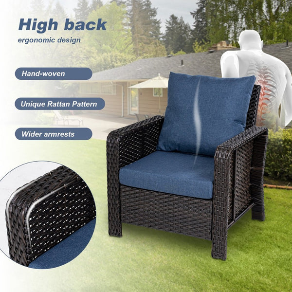 English Elm Tl Nine Piece Outdoor Pe Rattan Patio Set with Swivel Chairs Sofa and Side Table W5382S00009