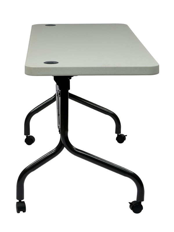 OSP Home Furnishings 4’ 4' Resin Flip Top Folding Table with Locking Casters for Events and Training Rooms 5’ FT6635