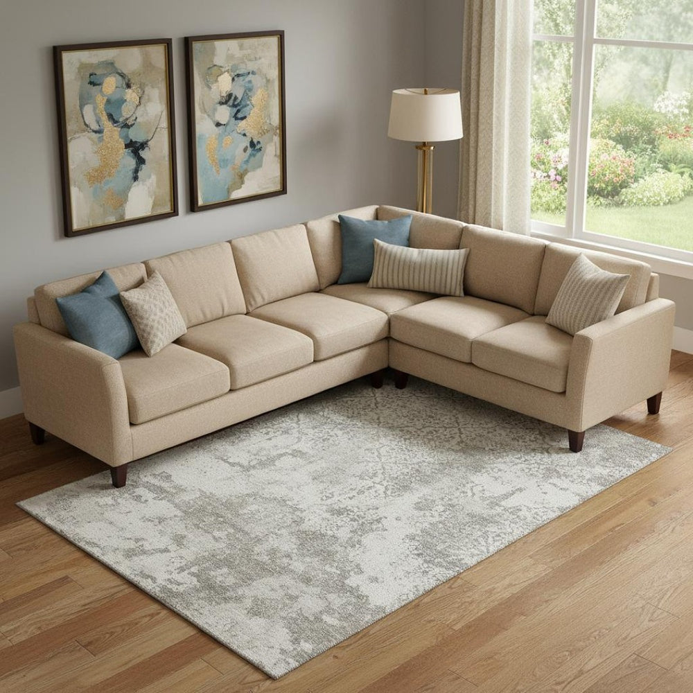 HomeRoots 8' X 10' Stylish Ivory and Gray Abstract Washable Area Rug with UV Protection for Family Homes 664504