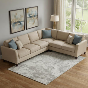 HomeRoots 9' X 12' Washable Ivory and Gray Abstract Area Rug – Durable, Stain-Resistant, UV Protected Design! 664505