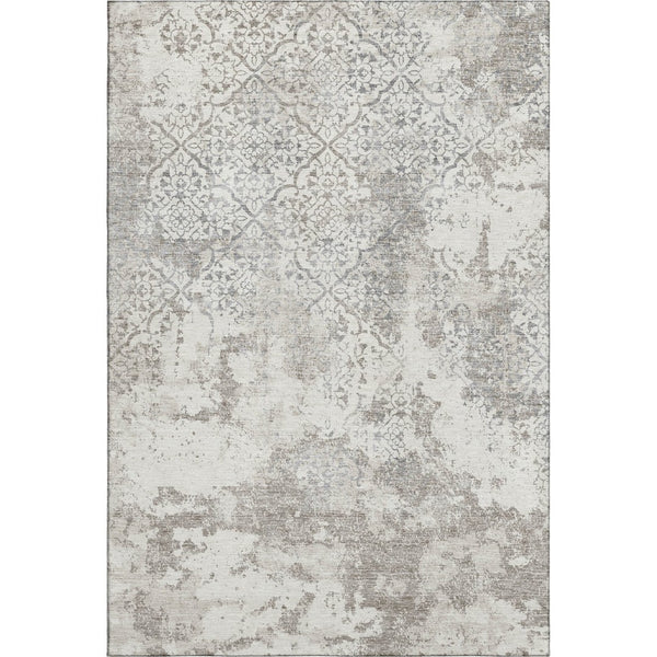 HomeRoots 10' X 14' Ivory and Gray Abstract Area Rug - Washable, UV Protected, Ideal for Modern Living Spaces 664506