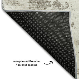 HomeRoots 10' X 14' Ivory and Gray Abstract Area Rug - Washable, UV Protected, Ideal for Modern Living Spaces 664506