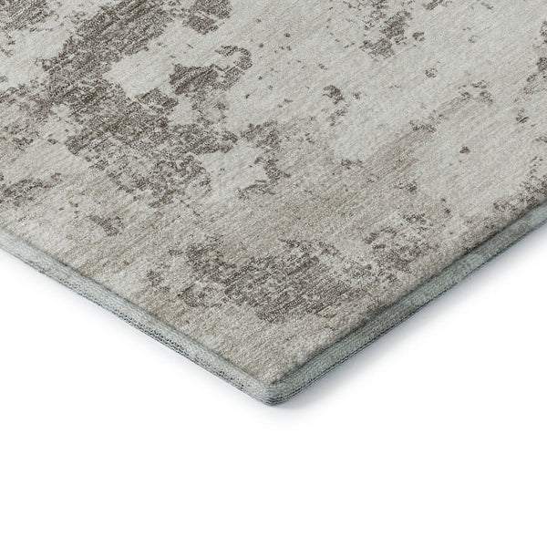 HomeRoots 10' X 14' Ivory and Gray Abstract Area Rug - Washable, UV Protected, Ideal for Modern Living Spaces 664506