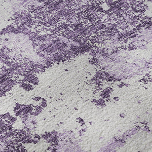 HomeRoots 5' X 8' Abstract Lavender & Ivory Washable Area Rug with UV Protection for Homes with Kids & Pets 664508