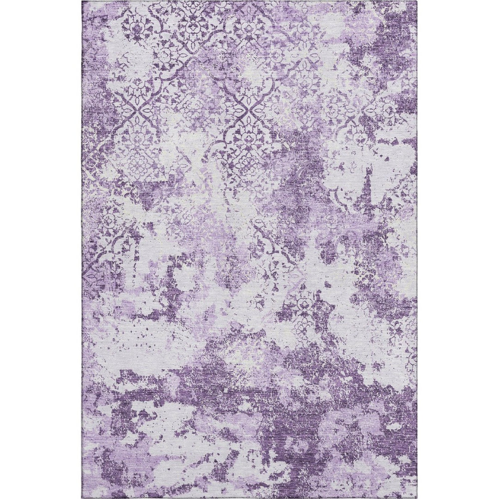 HomeRoots 10' X 14' Lavender & Ivory Abstract Washable Area Rug – Durable, Stylish, UV-Protected for Family Homes 664512