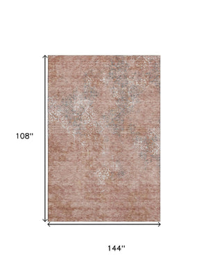 HomeRoots 9' X 12' Salmon Gray Abstract Area Rug - Durable, Stain Resistant, UV Protected for Busy Homes 664517
