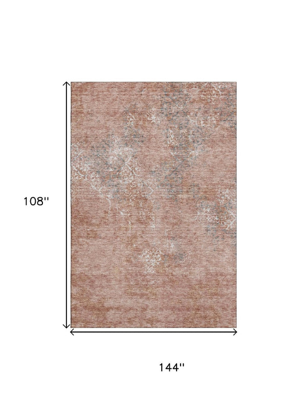 HomeRoots 9' X 12' Salmon Gray Abstract Area Rug - Durable, Stain Resistant, UV Protected for Busy Homes 664517