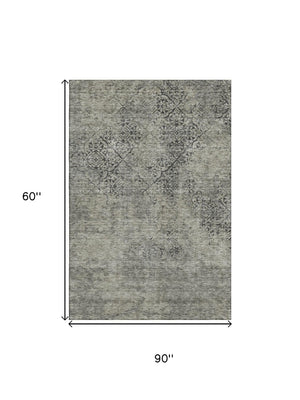 HomeRoots 5' X 8' Washable Taupe Gray & Khaki Abstract Area Rug with UV Protection for Modern Living Spaces 664520