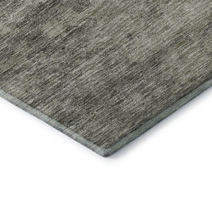 HomeRoots 8' Stylish Taupe Gray & Khaki Abstract Washable Round Rug with UV Protection for Modern Spaces 664521