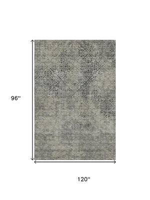 HomeRoots 8' X 10' Contemporary Taupe Gray & Khaki Abstract Washable Rug with UV Protection & Easy Care 664522
