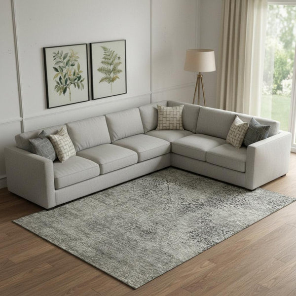 HomeRoots 8' X 10' Contemporary Taupe Gray & Khaki Abstract Washable Rug with UV Protection & Easy Care 664522