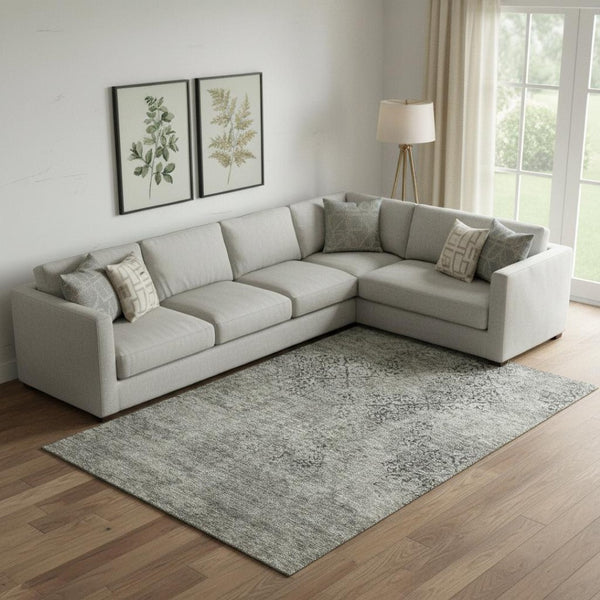 HomeRoots 9' X 12' Taupe Gray & Khaki Abstract Washable Area Rug – Durable, Stain Resistant, UV Protected Design! 664523
