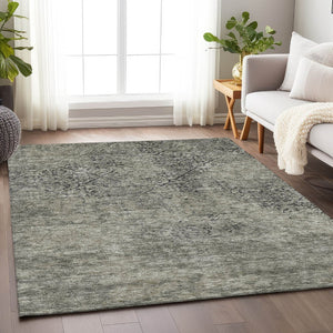 HomeRoots 10' X 14' Taupe Gray Khaki Abstract Area Rug - Washable, UV-Protected, Stain-Resistant, Durable Design 664524