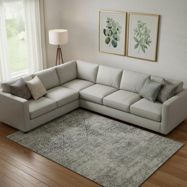 HomeRoots 10' X 14' Taupe Gray Khaki Abstract Area Rug - Washable, UV-Protected, Stain-Resistant, Durable Design 664524