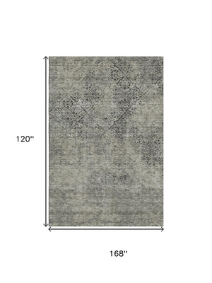 HomeRoots 10' X 14' Taupe Gray Khaki Abstract Area Rug - Washable, UV-Protected, Stain-Resistant, Durable Design 664524