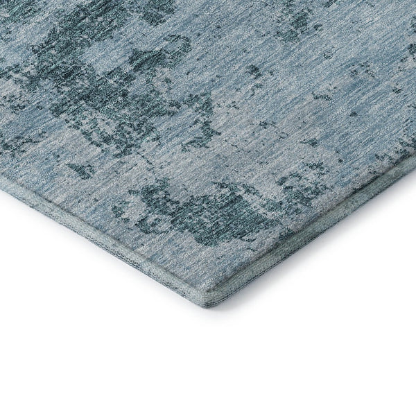 HomeRoots 8' X 10' Washable Teal Ivory Gray Abstract Area Rug with UV Protection – Ideal for Modern Spaces! 664528
