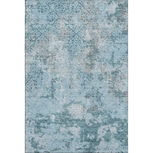 HomeRoots 9' X 12' Teal Ivory Gray Abstract Area Rug - Washable, Stain-Resistant, UV-Protected for Busy Homes 664529