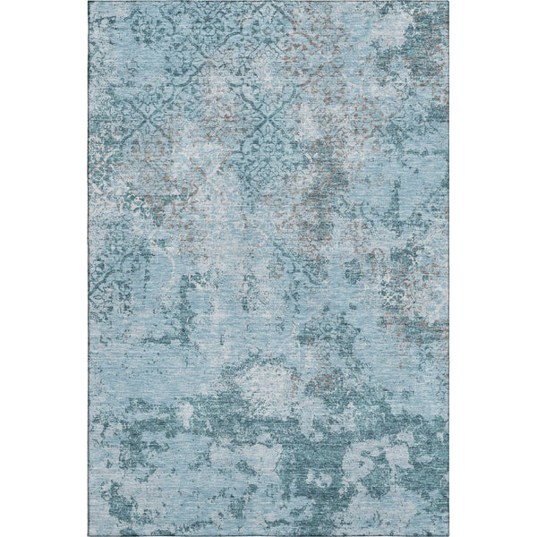 HomeRoots 9' X 12' Teal Ivory Gray Abstract Area Rug - Washable, Stain-Resistant, UV-Protected for Busy Homes 664529