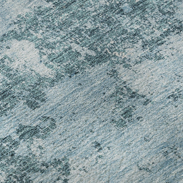 HomeRoots 9' X 12' Teal Ivory Gray Abstract Area Rug - Washable, Stain-Resistant, UV-Protected for Busy Homes 664529