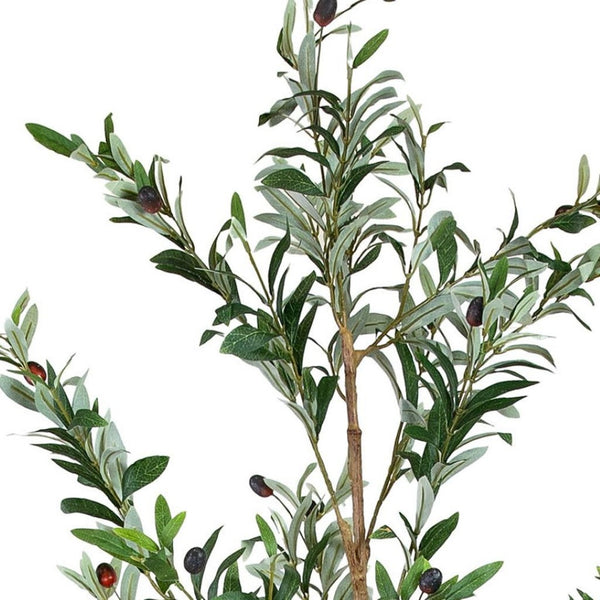 HomeRoots Set of Two 84" Lifelike Green Olive Trees in Black Pots – Perfect for Home, Office & Events Decor 664532