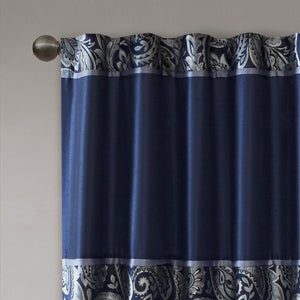 English Elm Jacquard Aubrey Window Curtain Pair with Paisley Weave, Faux Silk Piping, OEKO-TEX Certified Elegance Navy 3.05 L x 10.24 W x 11.42 H B03598176