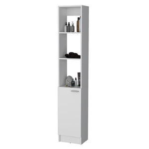 English Elm Brenda Tall Linen Cabinet for Bathroom — Slim 70.87" Storage Tower with 1 Door, Hidden & Open Shelves, Modern Design White 46.07 L x 18.9 W x 5.12 H B128P189936