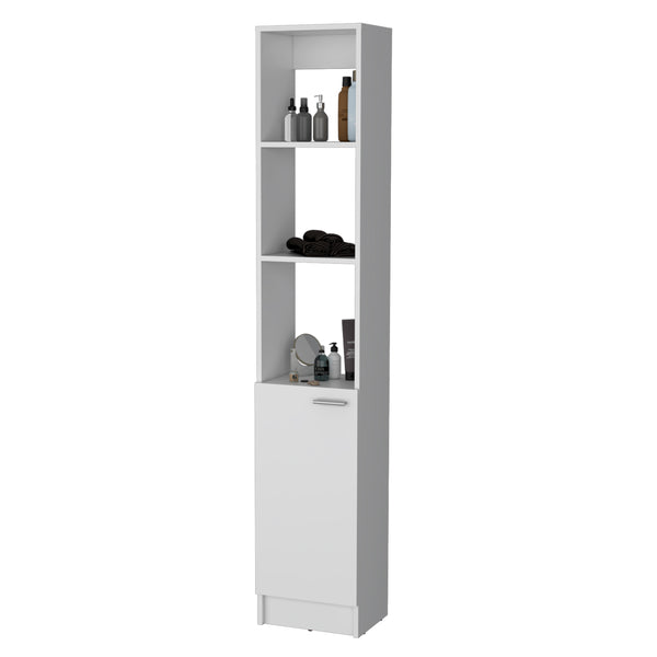 English Elm Brenda Tall Linen Cabinet for Bathroom — Slim 70.87" Storage Tower with 1 Door, Hidden & Open Shelves, Modern Design White 46.07 L x 18.9 W x 5.12 H B128P189936