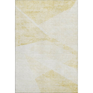 HomeRoots 8' X 10' Gold And Ivory Geometric Area Rug - Washable, UV Protected, Stylish & Durable for Homes 664568