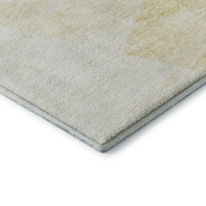 HomeRoots 8' X 10' Gold And Ivory Geometric Area Rug - Washable, UV Protected, Stylish & Durable for Homes 664568
