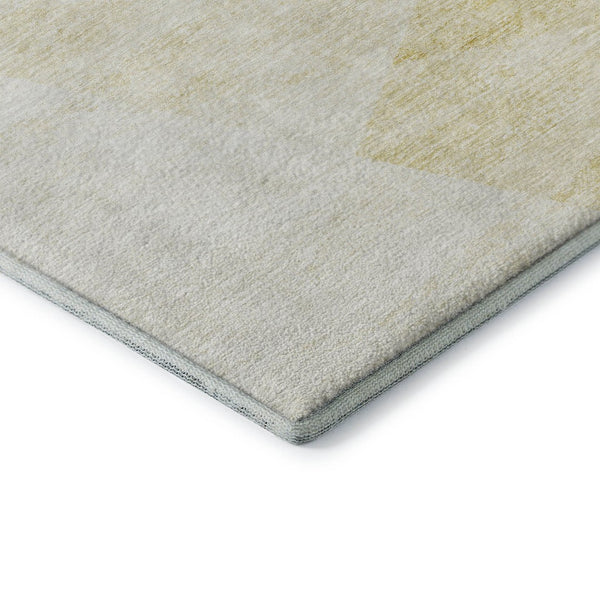 HomeRoots 8' X 10' Gold And Ivory Geometric Area Rug - Washable, UV Protected, Stylish & Durable for Homes 664568