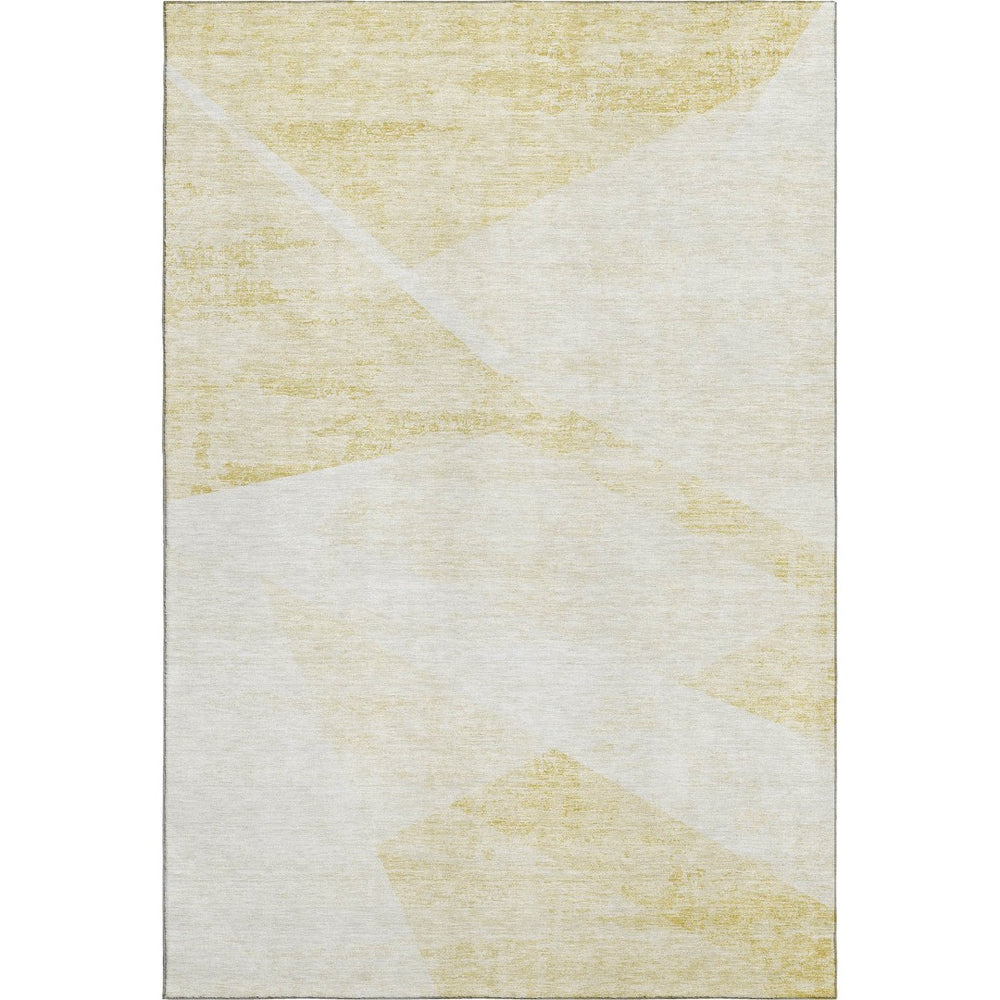 HomeRoots 10' x 14' Stylish Gold and Ivory Geometric Area Rug - Washable, UV Protected, Stain Resistant & Durable 664570