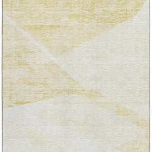 HomeRoots 10' x 14' Stylish Gold and Ivory Geometric Area Rug - Washable, UV Protected, Stain Resistant & Durable 664570