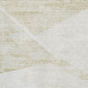 HomeRoots 5' X 8' Khaki and Ivory Geometric Area Rug - Stylish, Washable, UV-Protected, Perfect for Homes! 664572
