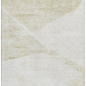 HomeRoots 5' X 8' Khaki and Ivory Geometric Area Rug - Stylish, Washable, UV-Protected, Perfect for Homes! 664572