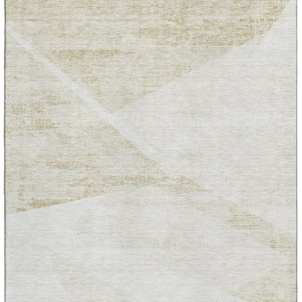 HomeRoots 5' X 8' Khaki and Ivory Geometric Area Rug - Stylish, Washable, UV-Protected, Perfect for Homes! 664572