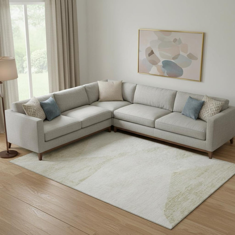 HomeRoots 8' X 10' Khaki & Ivory Geometric Area Rug - Washable, UV Protected, Durable for High-Traffic Homes 664574
