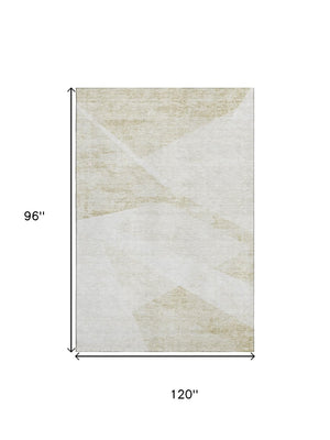 HomeRoots 8' X 10' Khaki & Ivory Geometric Area Rug - Washable, UV Protected, Durable for High-Traffic Homes 664574