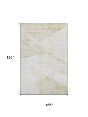 HomeRoots 10' X 14' Khaki & Ivory Washable Area Rug - Durable Geometric Design with UV Protection for Your Home 664576