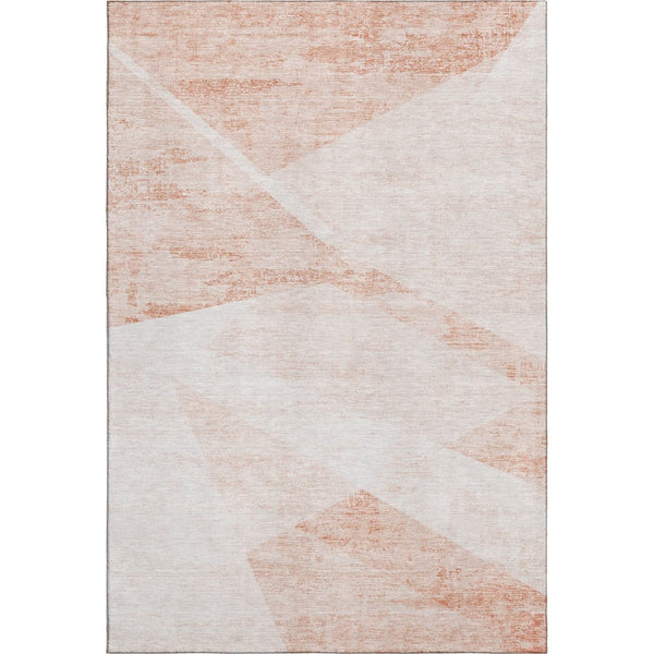 HomeRoots 5' X 8' Salmon and Ivory Geometric Area Rug – Washable, UV-Protected, Durable for Homes with Kids & Pets 664584