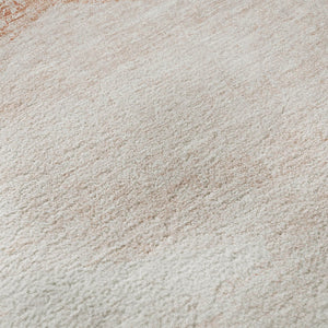 HomeRoots 8' Salmon and Ivory Geometric Washable Round Rug - Durable, Stain Resistant, UV Protected Decor Piece 664585